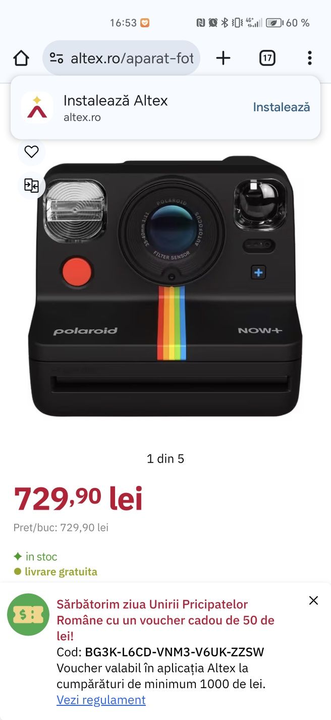 Vând aparat Polaroid Now+ Generation 2