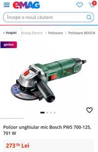 Polizor unghiular mic Bosch PWS 700-125, 701 W