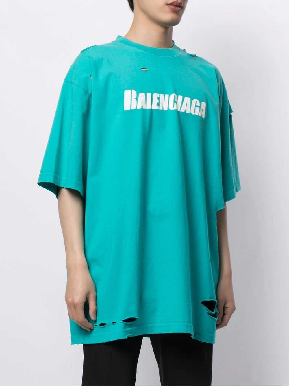 BALENCIAGA Destroyed Flatground Logo Oversized Тениска size XS и M