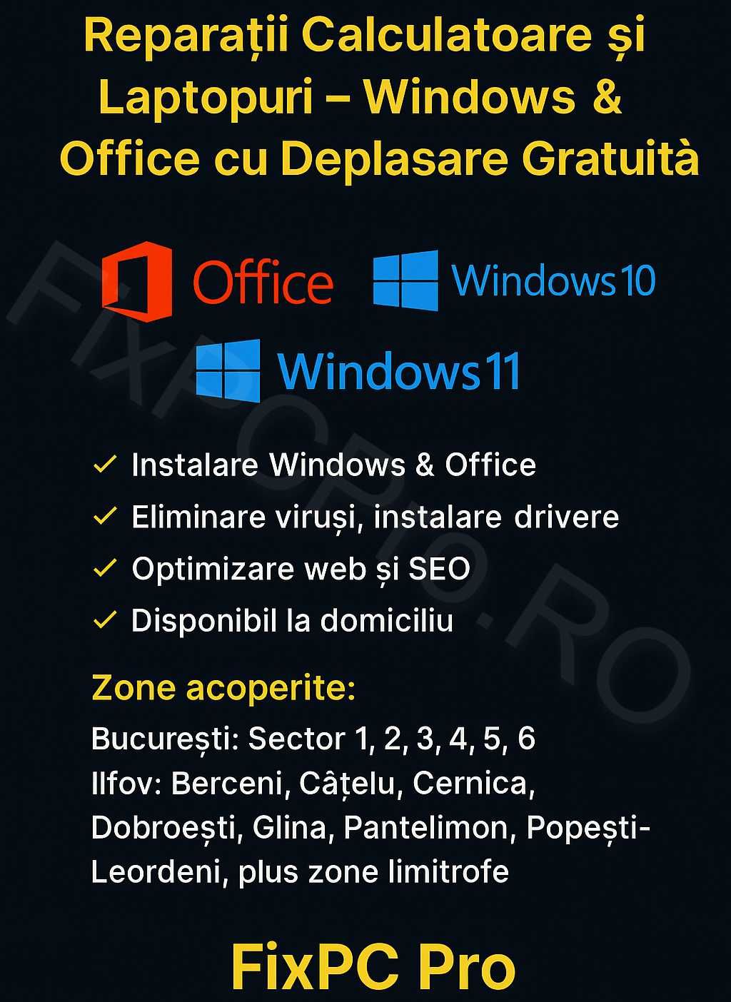 Instalare Windows, Office, Reparații IT – Acasă sau la Birou