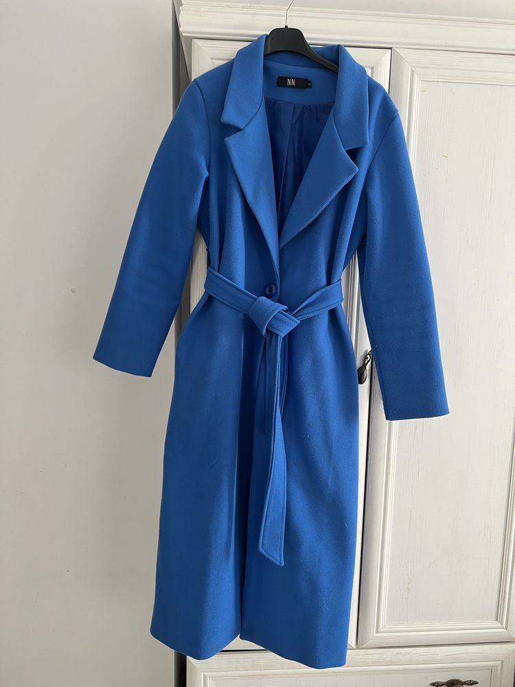 Palton albastru cyan, asos, S, elegant, nu Zara, Mango