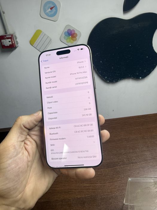 Vand Iphone 16 Pro Max 256Gb