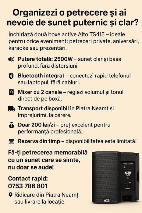 Închirieri Sistem Activ 2  x Alto TS415