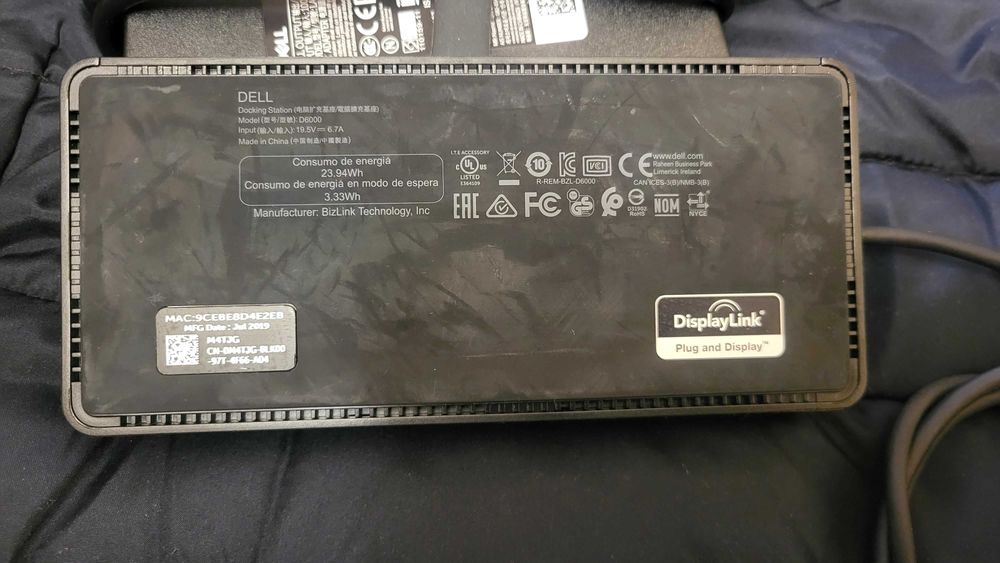 DELL Docking Station D6000  fuctional+incarcator 130W Docking Station