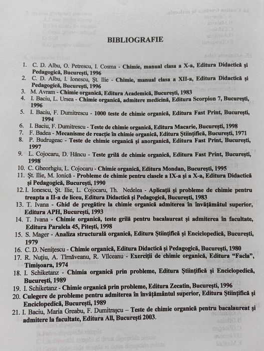 Chimie Organica. Teste admitere UMF 2012