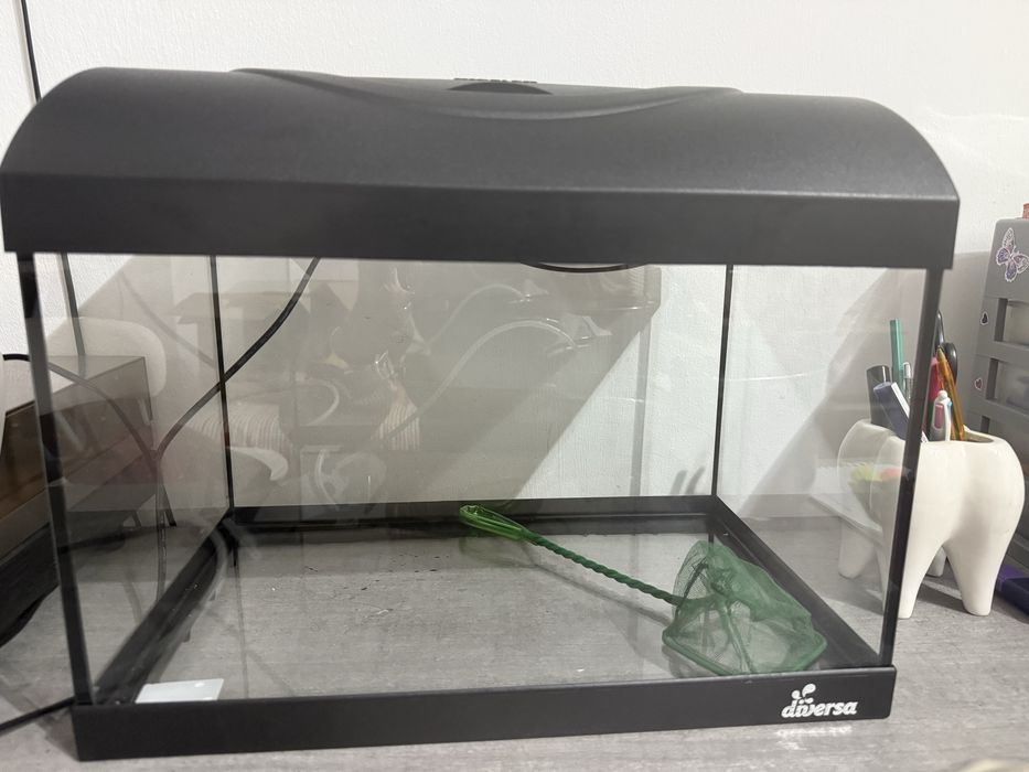 Acvariu dreptunghiular pesti. Incap 25L apa. Este nou.