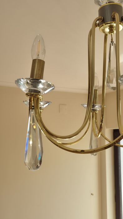 Candelabru alama si cristal 6 becuri