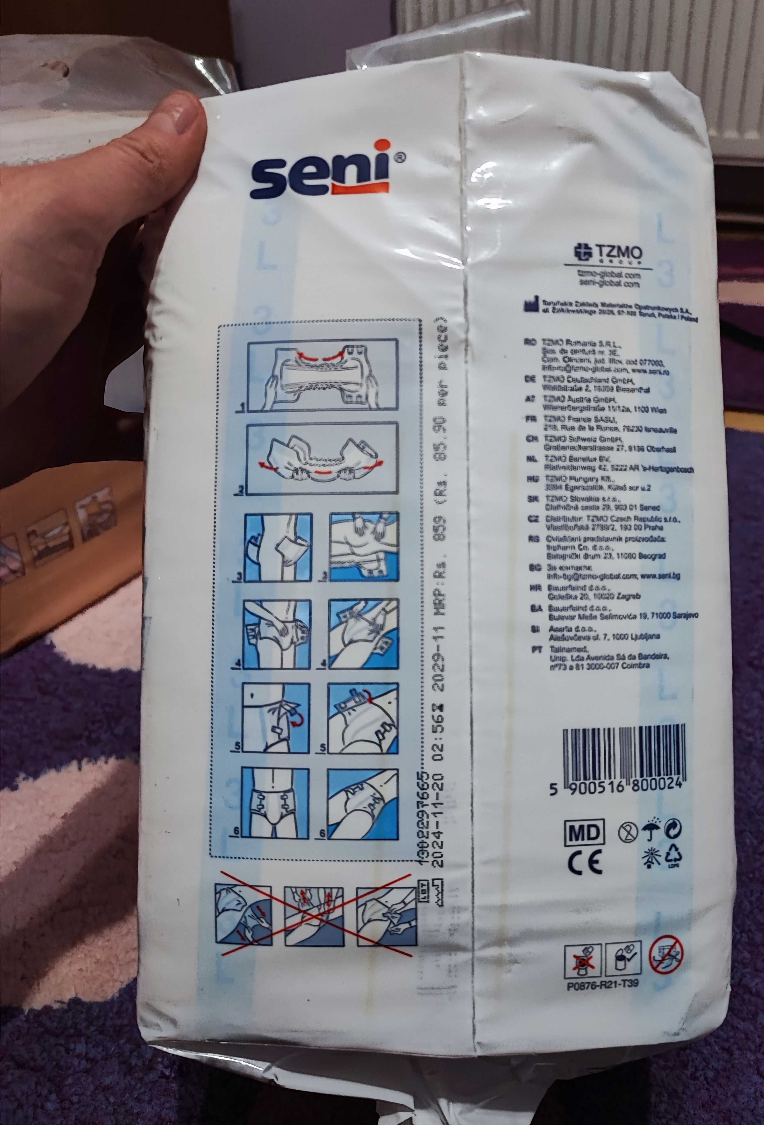 Scutece adulti Seni Classic Air, Large, 3 x 10 bucati