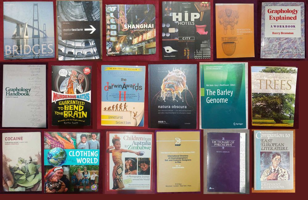 Архитектура, ергономия, графология, природа, игри, мода - 18 книги
