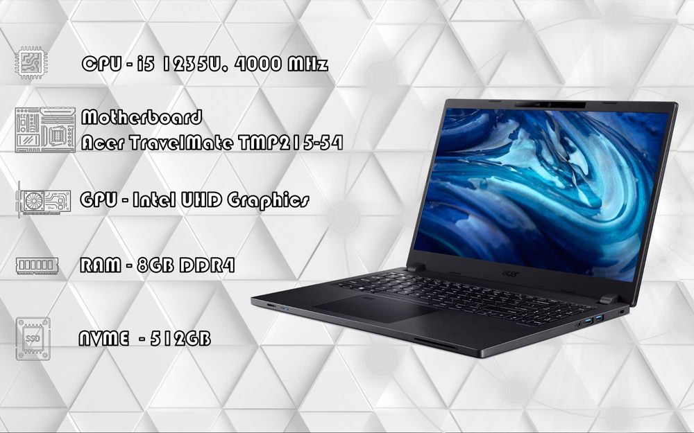 Новый ACER\Core i5-1235U\RAM 8GB DDR4\Intel UHD Graphics\NVME 512GB