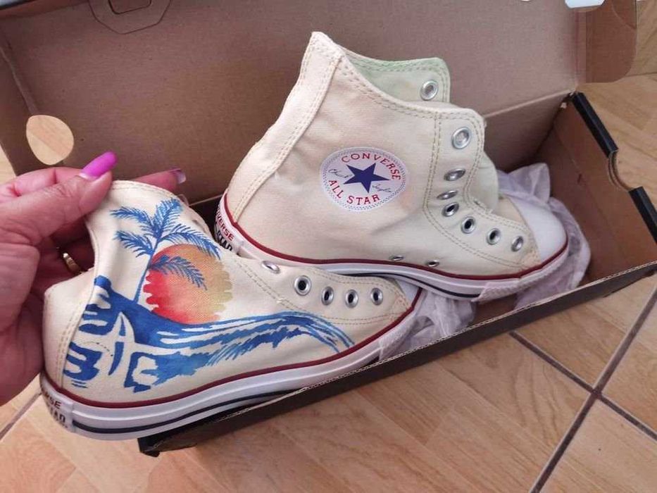 Tenisi unisex Converse Chuck Taylor All Star Hi M9162C, Crem, noi