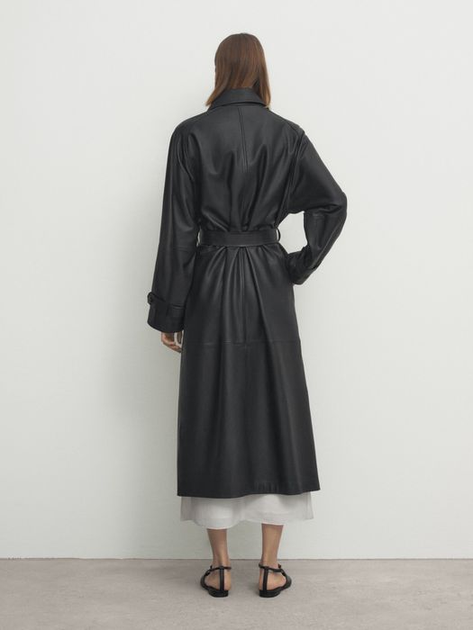 Trench din piele Massimo Dutti