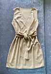 Rochie din blend de in cu cordon, maro deschis, S-M (36-38), noua