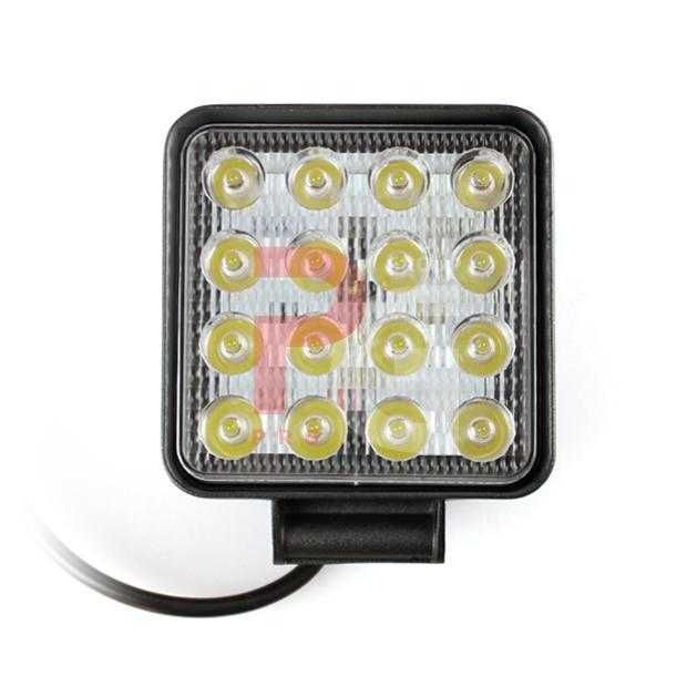 Proiector LED 12V-24V auto offroad 48W, 1440 lumeni, patrat, spot beam