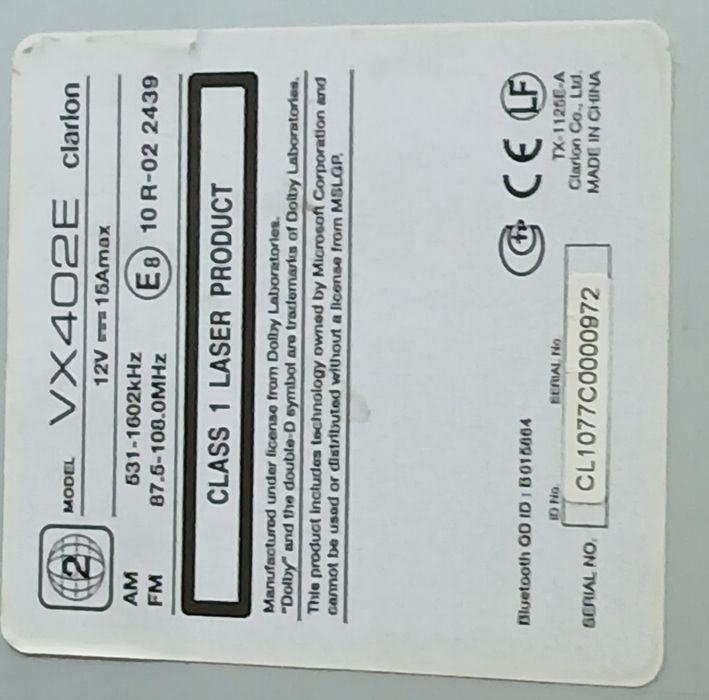 Multimedia Auto Clarion VX402E 800 Lei