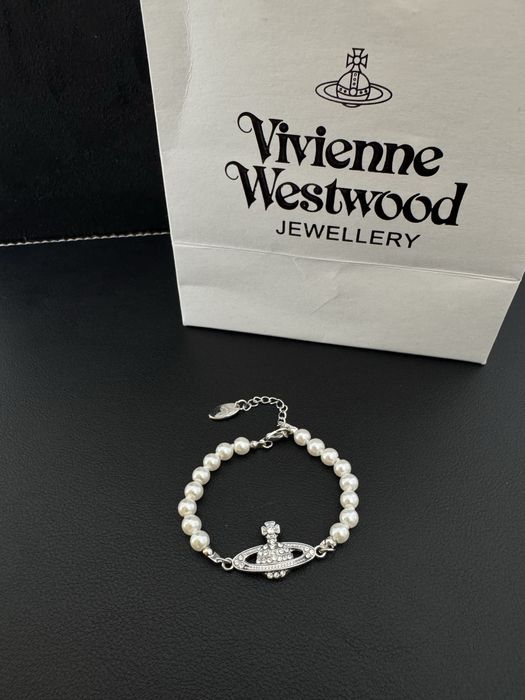 Bratara Vivienne Westwood Silver Pearl