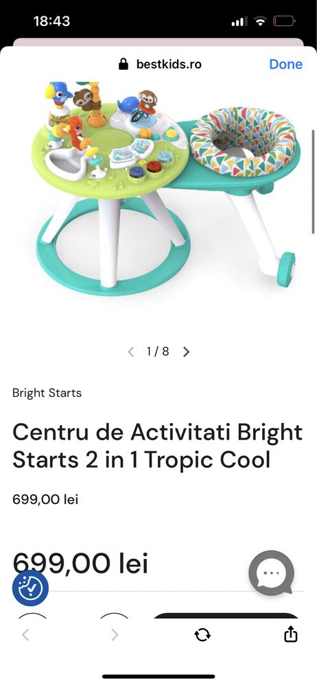 Centru de activitati 2 in 1 Tropic Cool Bright Starts