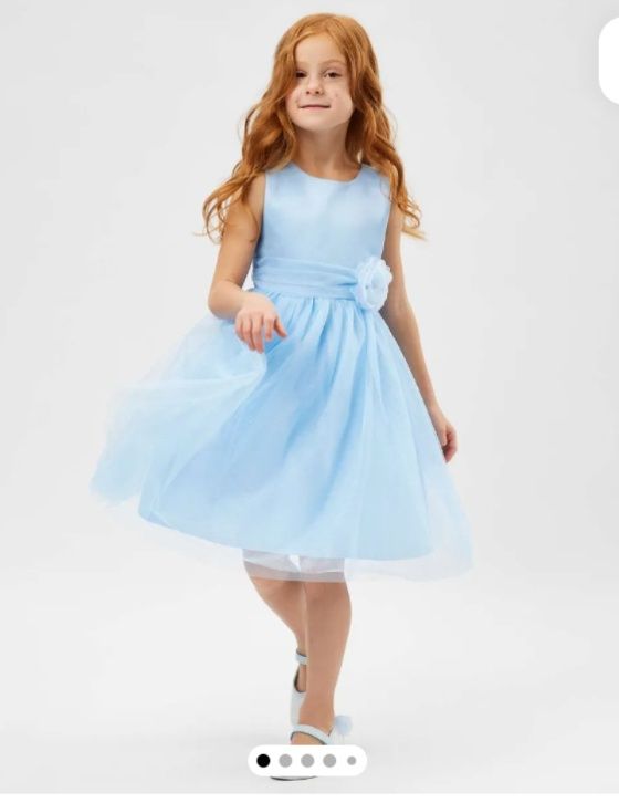 Праздничное платье для девочки Orsolini в голубом цвете с блёстками.