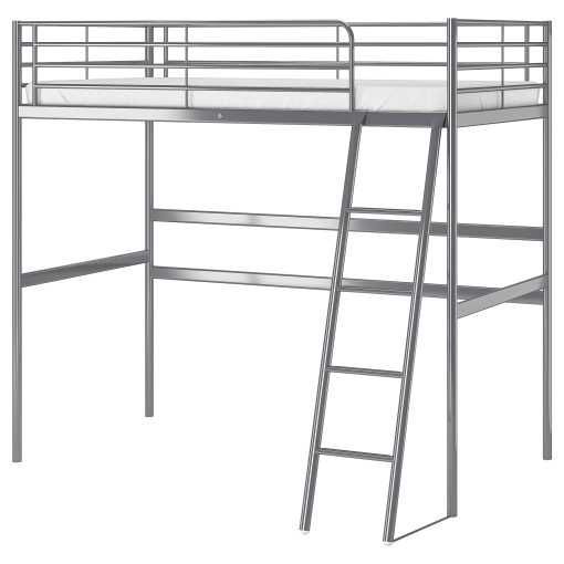 Ikea детско легло SVÄRTA 90x200 см, сребристо, сиво. Наличен матрак.