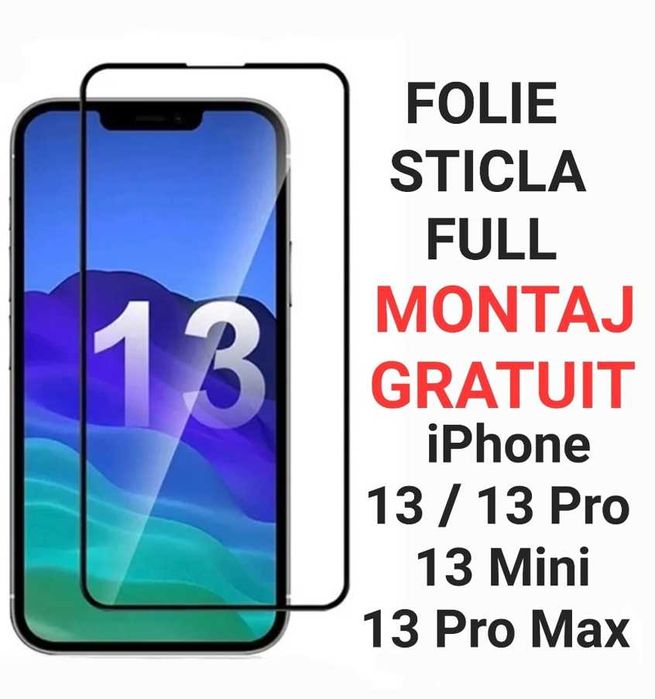 Folie Sticla Full iPhone 12 Pro Max 13 Mini 14 Plus 15 16 17