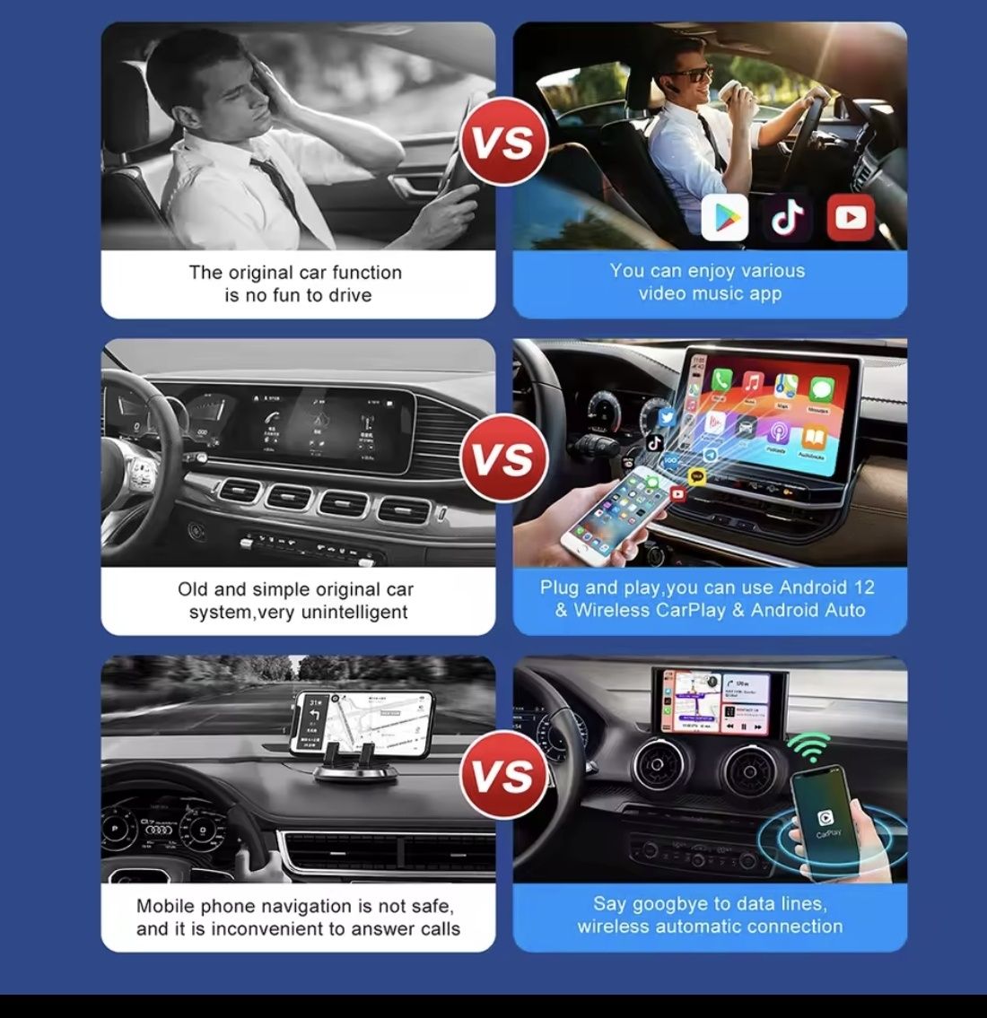 Smart Ai Box Android Wireless CarPlay /Android Auto