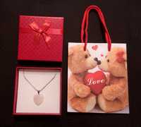 Колие Сърце + Кутийка + Торбичка Подарък за жена за момиче