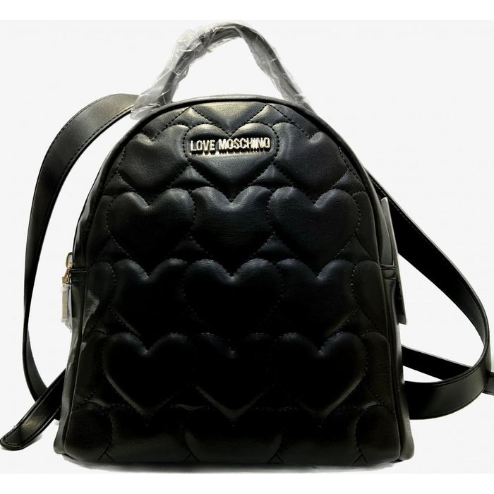 Rucsac Moschino negru matlasat cu inimi. Original!