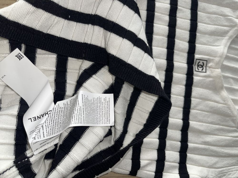 Блуза фина плетка бяла шанел chanel пуловер половерм плетен