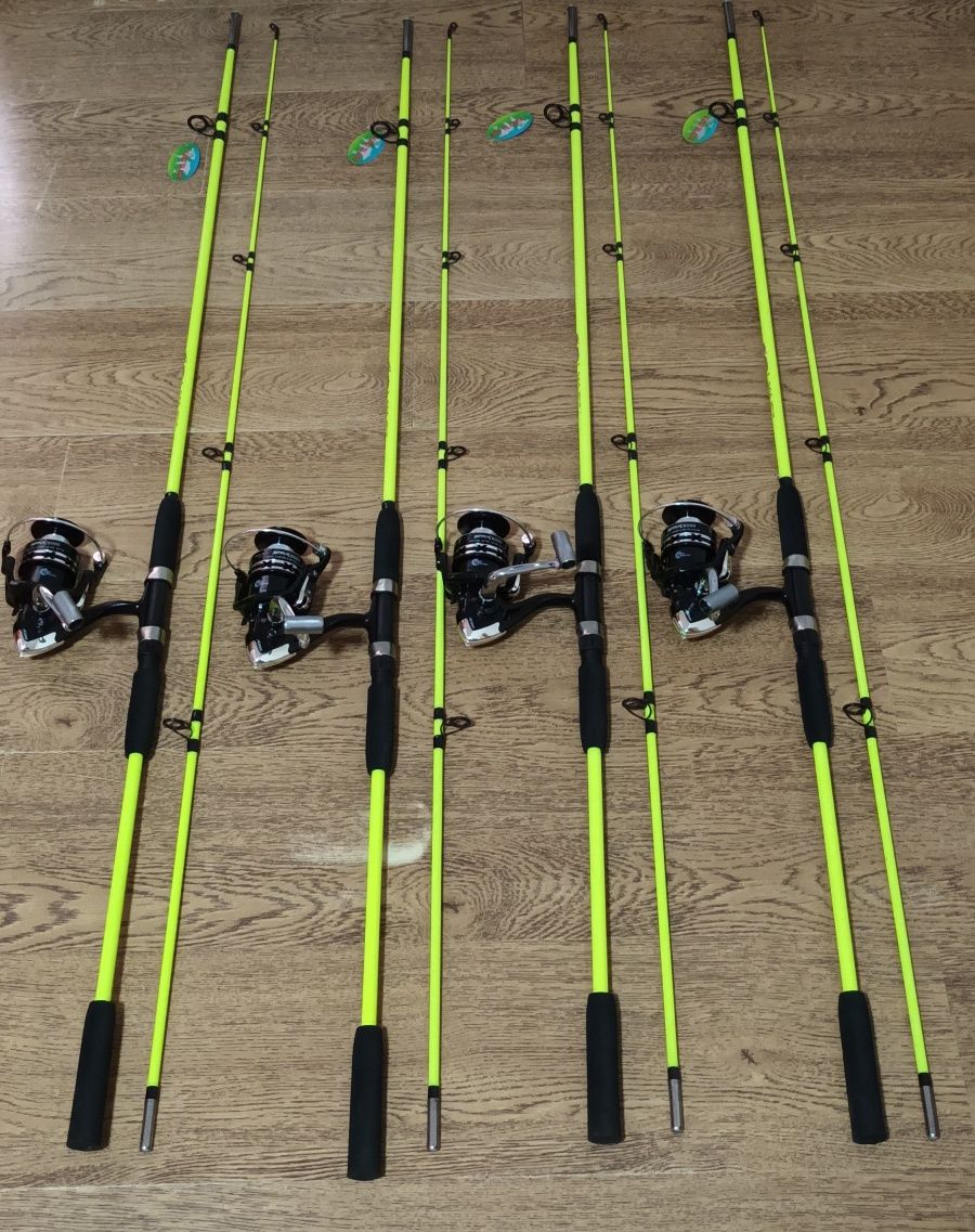 SET 4 Lansete FIBRA PLINA 3.0m WIND BLADE + 4 Mulinete SAIMINO X6000