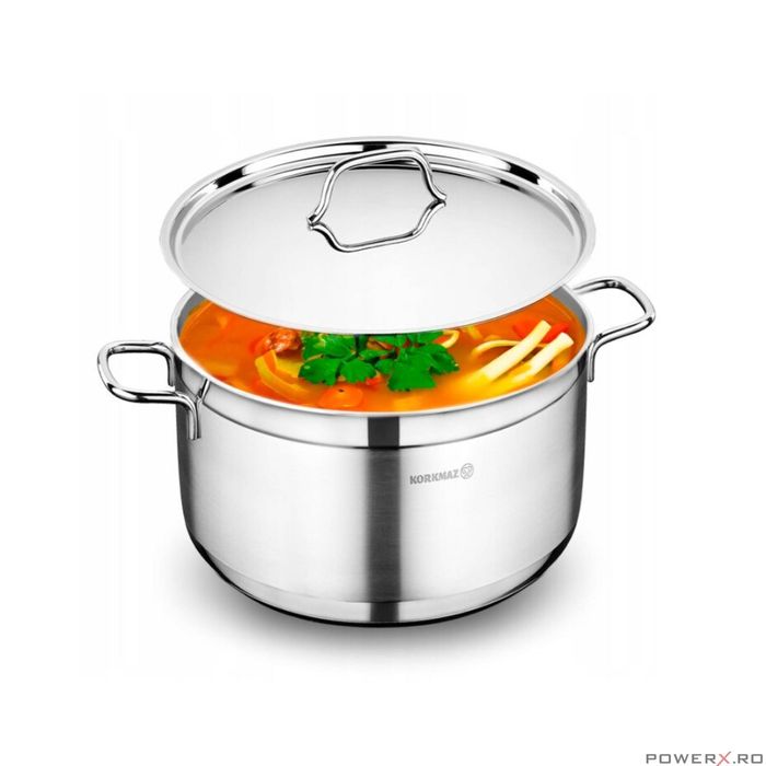 Oala cu capac din inox, 20x10cm 3.5litri, compatibila cu toate