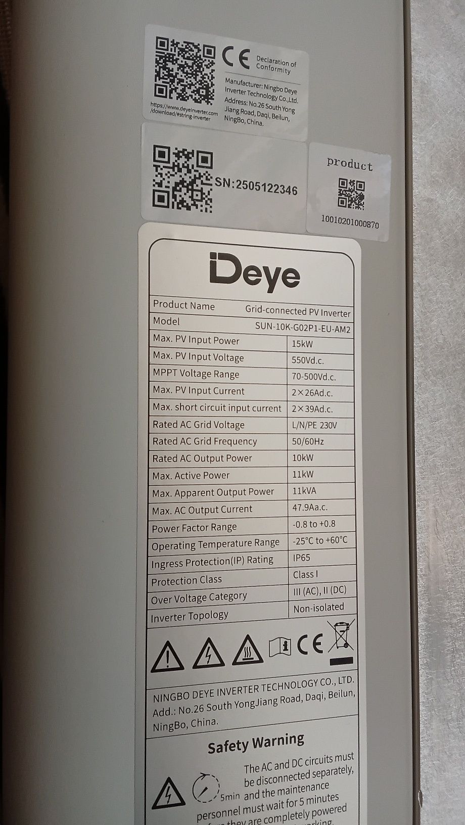 Инвертор Deye 10 кВт. 1-фаза  работа от Солнечных батареи и продажа