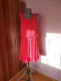 Rochie roz pink cu buline mici albe,mărime 40