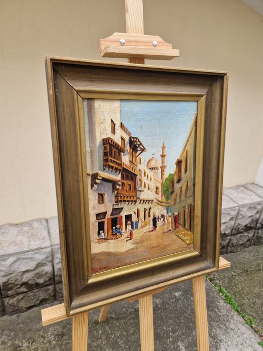 Страхотна антикварна майсторска картина масло върху платно