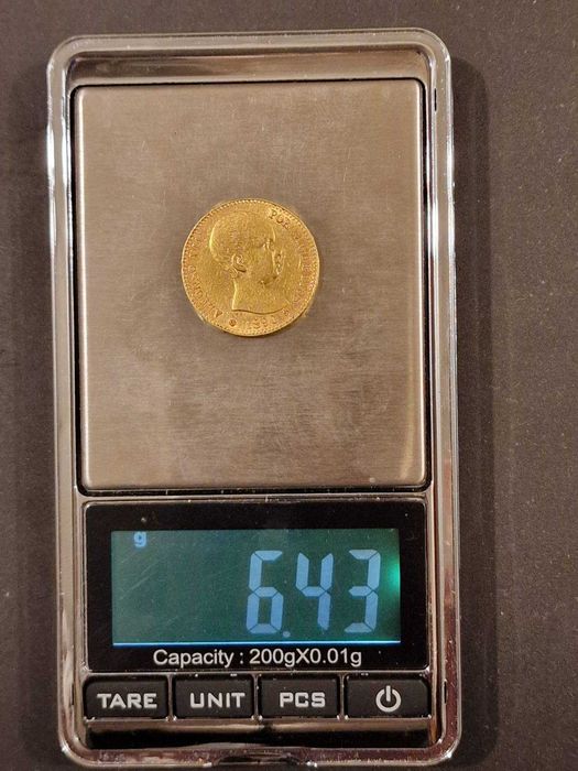 Златна монета 25песети АлфонсоXII 1881,1880,20 песети АлфонсоXIII 1890