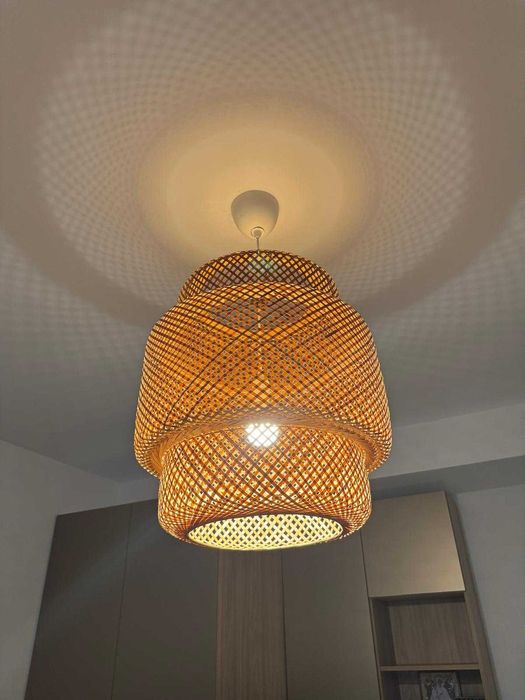 Lampă suspendată LIBY cu abajur din bambus, Ø 40 cm