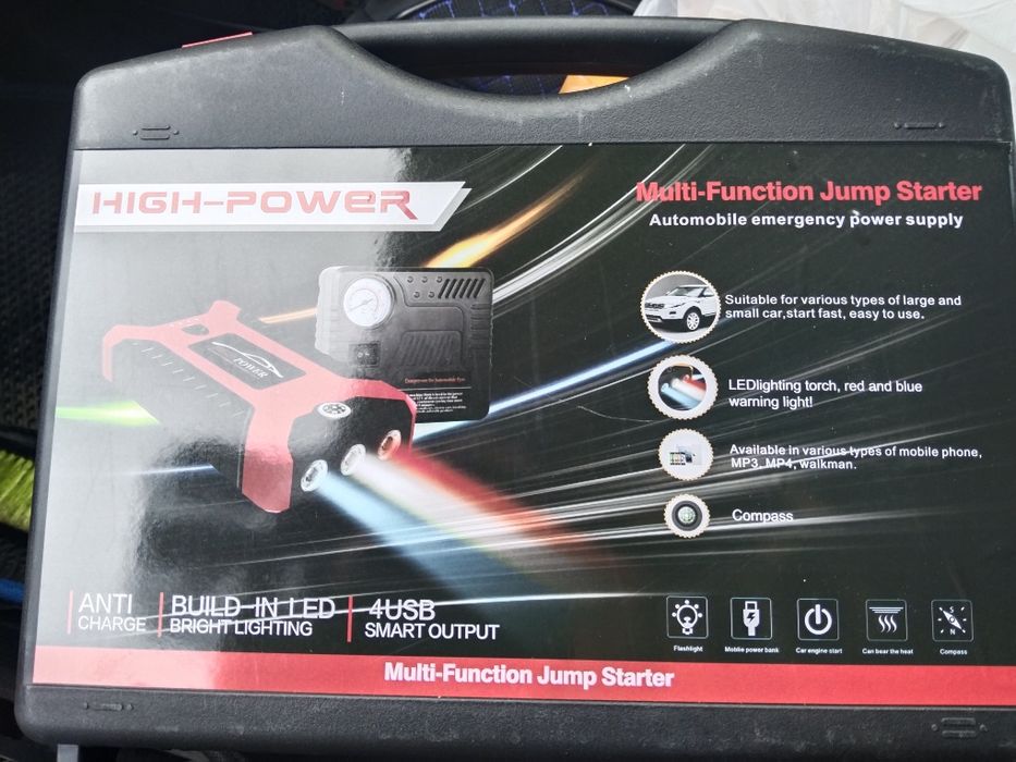 Автомобильный бустер-прикуриватель PowerBank+ компрессор 12V