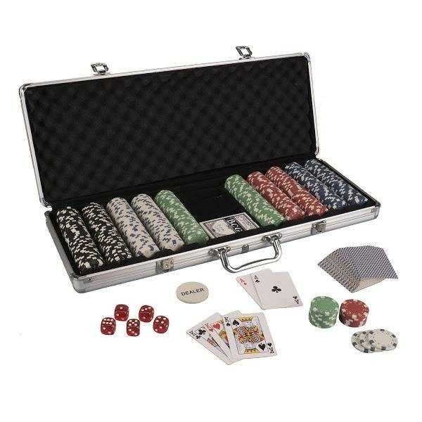 Set Poker 500 jetoane cu valoare, servieta de aluminiu