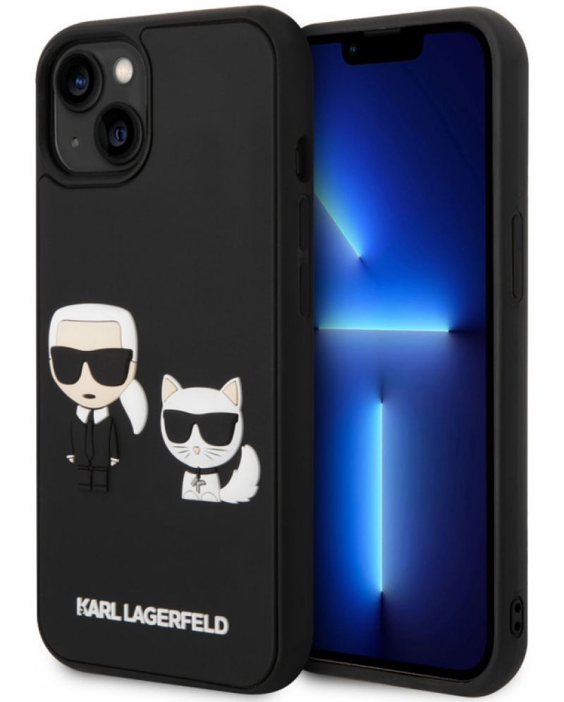 3D Калъф Karl Lagerfeld - Karl and Choupette, iPhone 14 Plus, черен