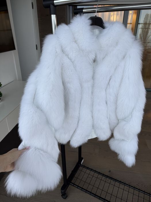 Естествен косъм лисица естествена кожа ново палто яке снежно бяло