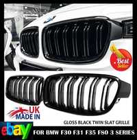 Set Grile Duble Nari Radiator Negru Lucios Bmw Seria 3 F30 F31 F35