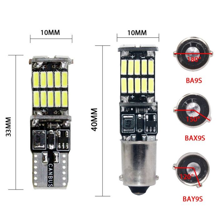 LED Диодни Габаритни Крушки Ba9s, Bax9s, Bay9s ,T4