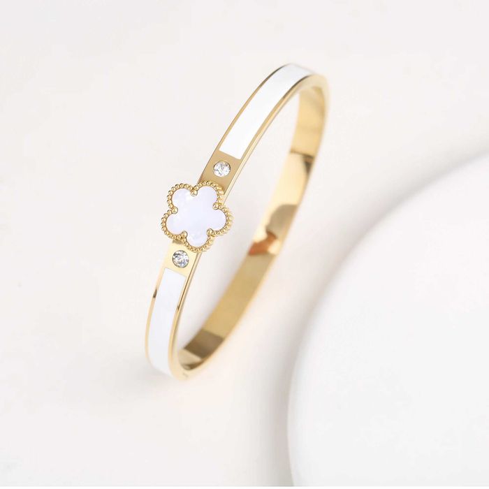 Луксозна дамска гривна с детелина и кристали Van Cleef, различни цвето