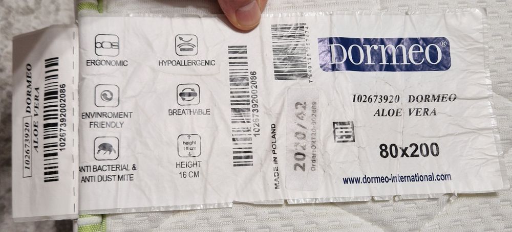 Saltea Dormeo Aloe Vera 80×200×16