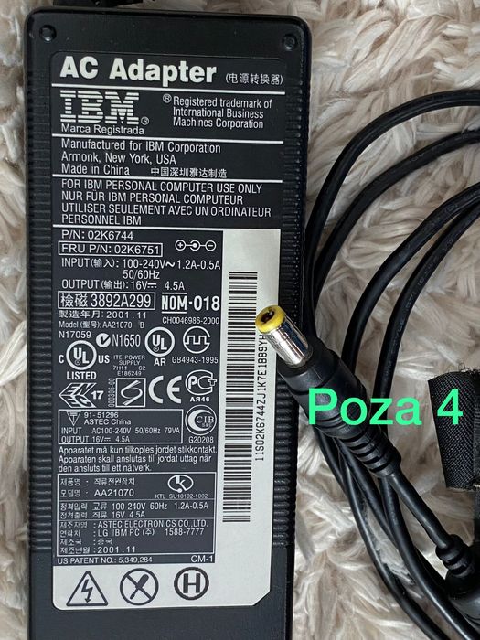 Incarcator laptop IBM original