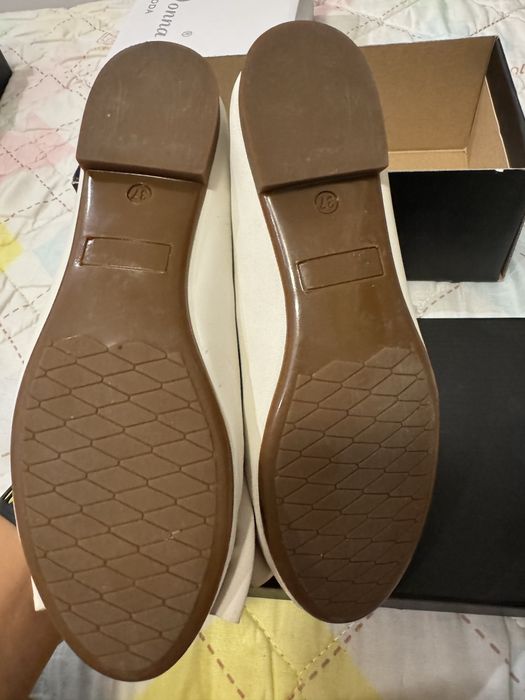 Balerini albi din piele - Anna Cori