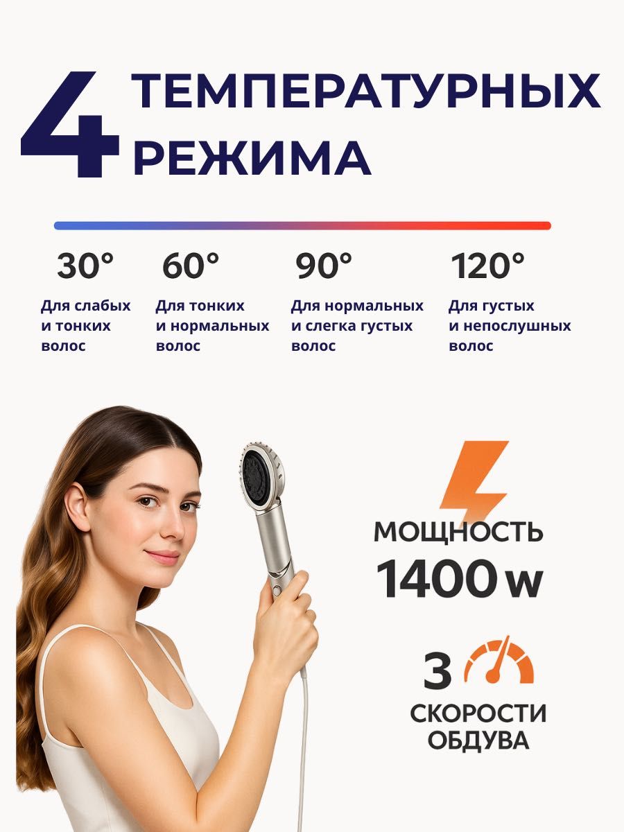 Фен стайлер с 8 насадками