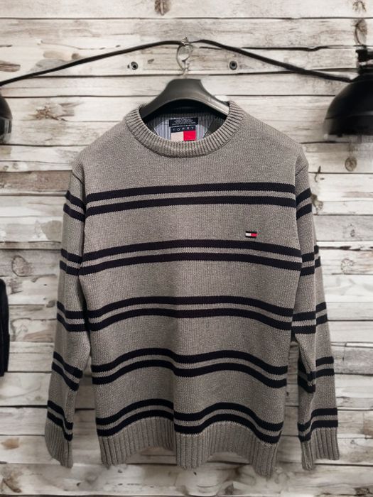 Мъжки пуловер Vintage Tommy Hilfiger | Размер S (уголемен) |Сиво-черен