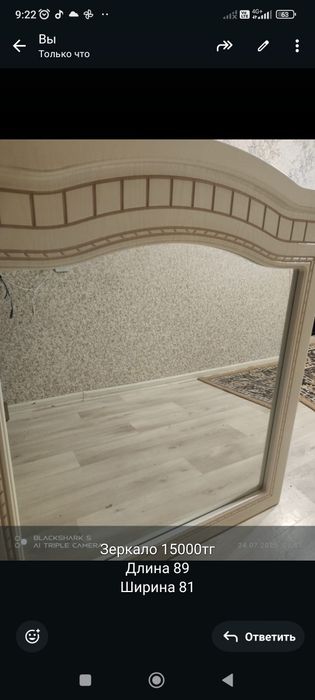 Продам зеркало навесное длина 89 ширина 81