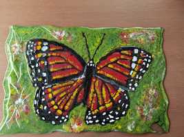 Картина пеперуда върху стъкло 67/45 см