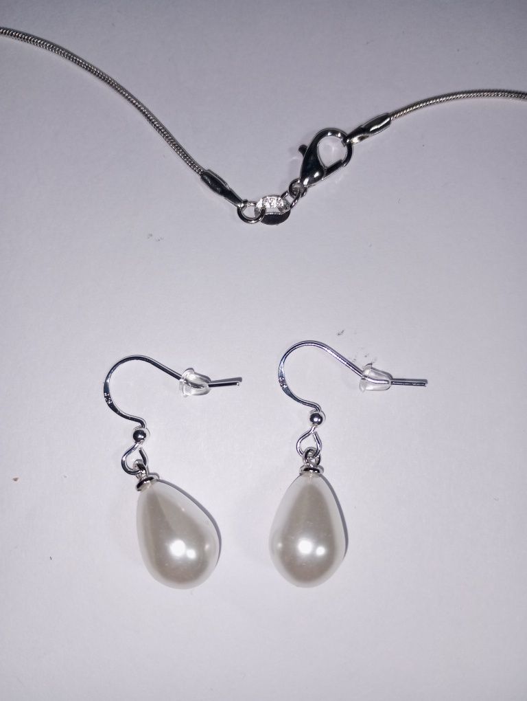 Set cercei și colier argint 925 cu perle